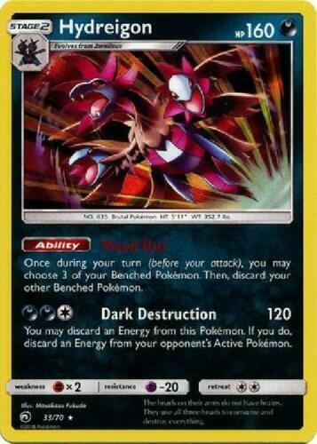 Pokemon 1X Hydreigon - 33/70 - Holo Rare Nm Sun & Moon Dragon Majesty Card