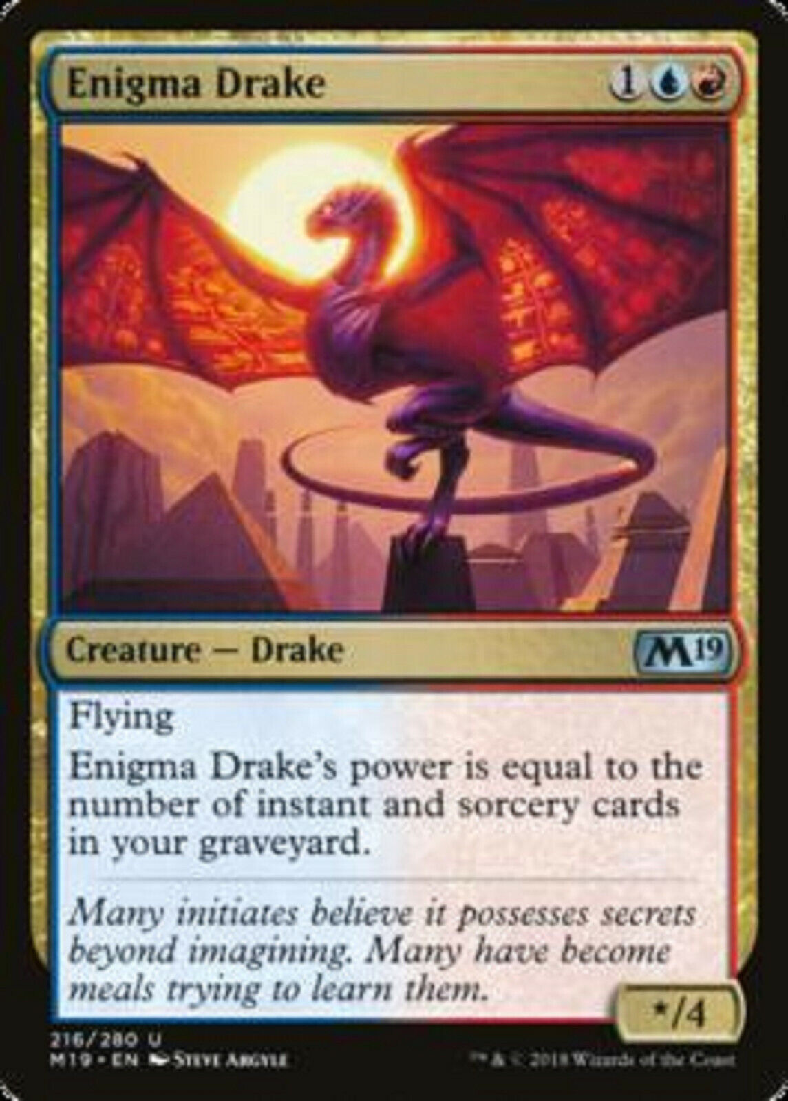 MTG MTG 1x Enigma Drake Core Set 2019 Card Magic The Gathering – Omniphustoys