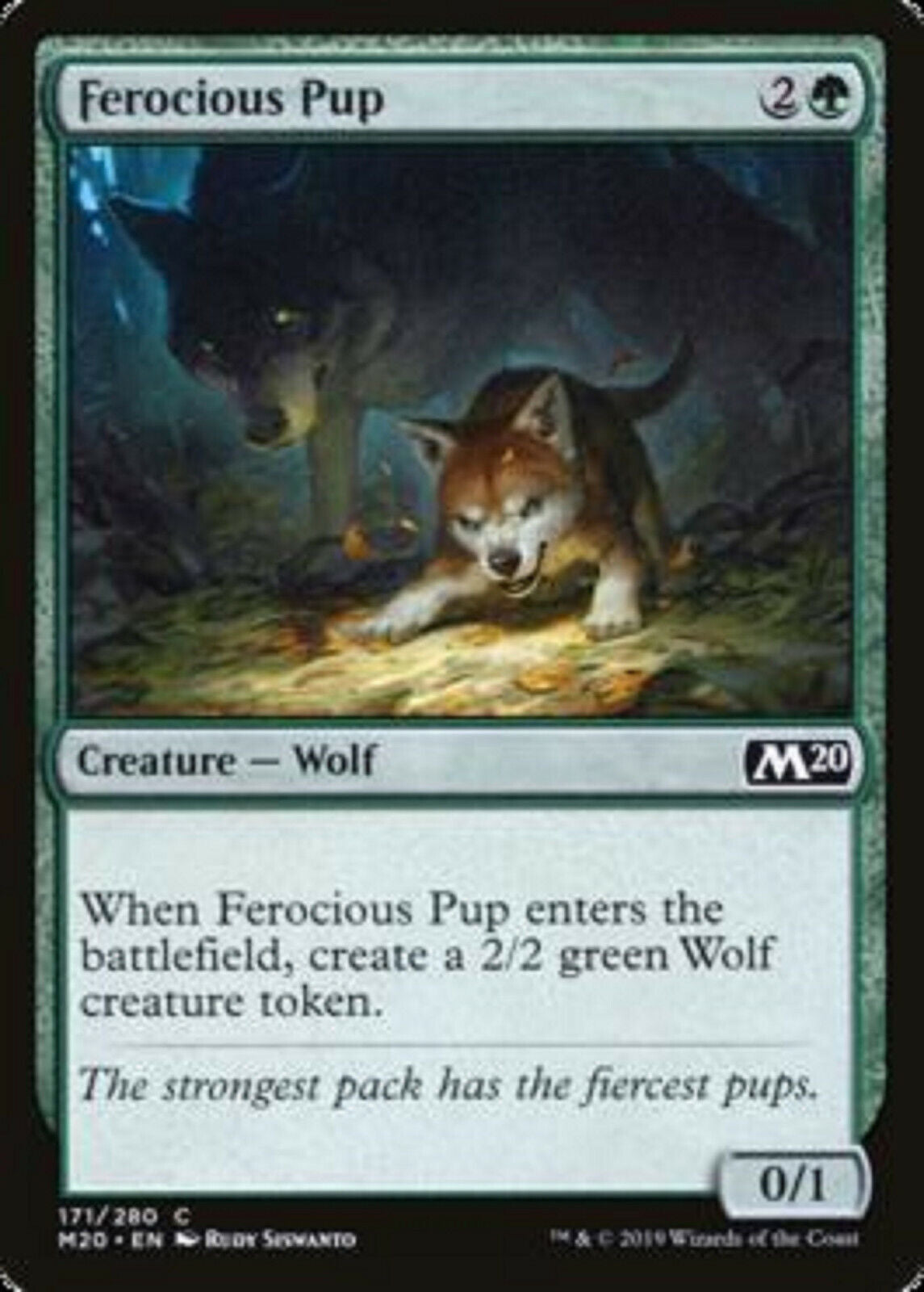 MTG MTG 1x Ferocious Pup Core Set 2020 card FOIL Magic The Gathering