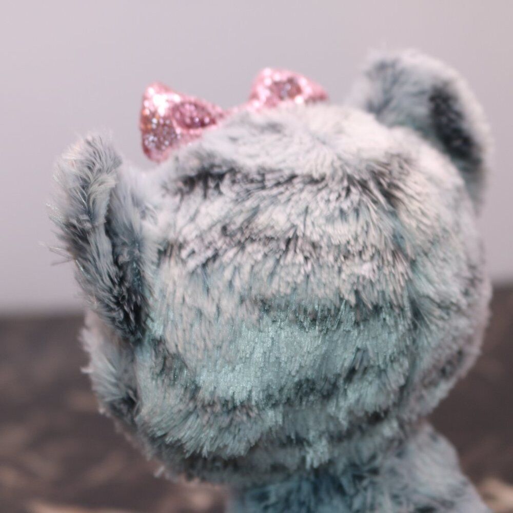 Ty Beanie Boos Kiki Grey Cat Stuffed Animal Plush Toy Pink Bow Tysilk