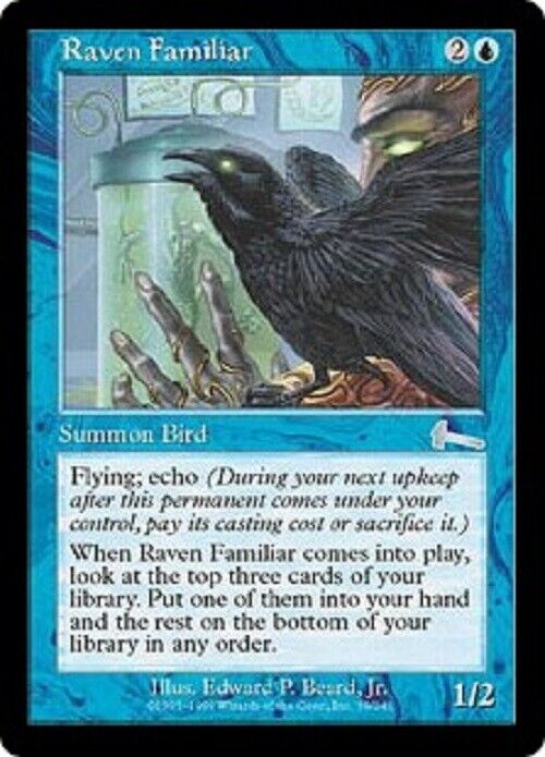 MTG MTG 1x Raven Familiar UL Urza's Legacy card Magic The Gathering Omniphustoys MTG MTG 1x Raven Familiar UL Urza's Legacy card Magic The Gathering Omniphustoys