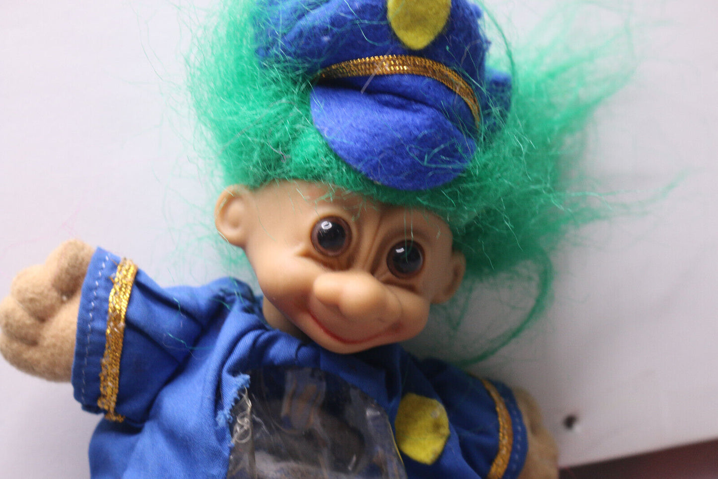 Vintage Russ 1992 Troll Doll Hand Puppet Candy Empty Bag Police Policeman