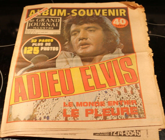 Elvis Presley Memorabilia Rare Vintage Death Newspaper 1977 Québeccanada Complet