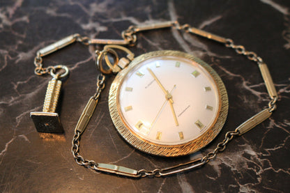 Pocket Watch Gladstone Permaspring Swiss W/Beautiful Chain Written 1970 Behind