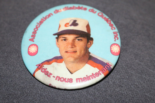 Association Du Diabète Du Québec Baseball Expo Pinback Macaron Vintage Canada #2