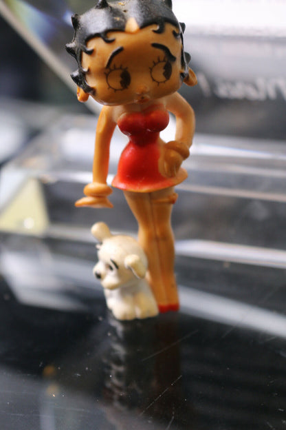 3inch tall Mini Betty boop figure dog Vintage Used with small white dog cutie