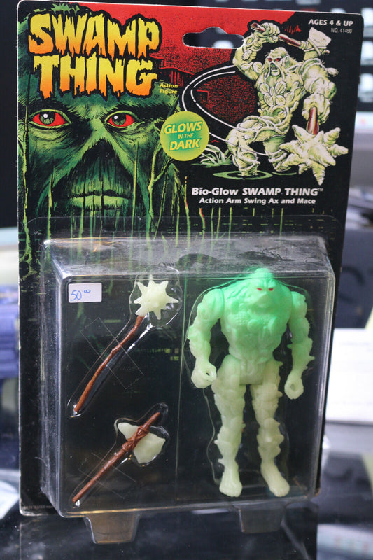 1990 Kenner Swamp Thing Bio-Glow With Action Arm Swing Ax And Mace Moc Glows!