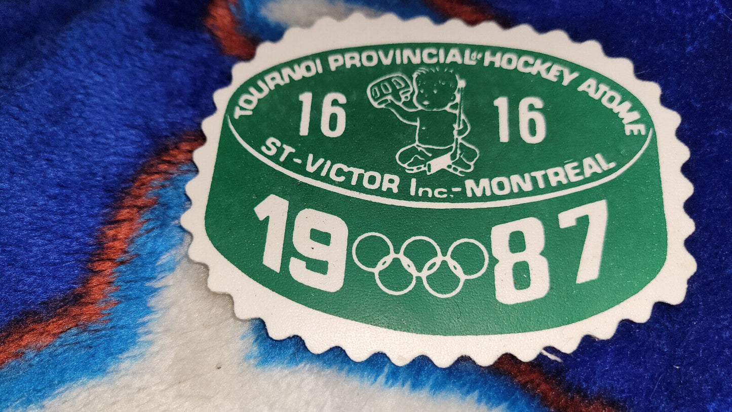Vintage Shoulder Patche Souvenir Hockey Atome Tournament 1987 Montréal