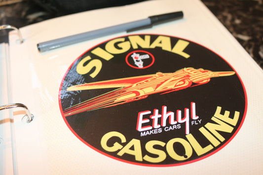 1X 6" Signal Ethyl Gasoline Motor Oil Round Sign Nostalgicwall Decor Sticker 2