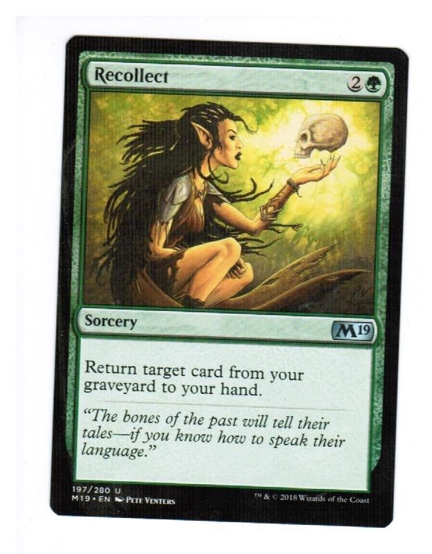 MTG 1x  Recollect M19 Core Set 2019 Unplayed NM card  English Pauper