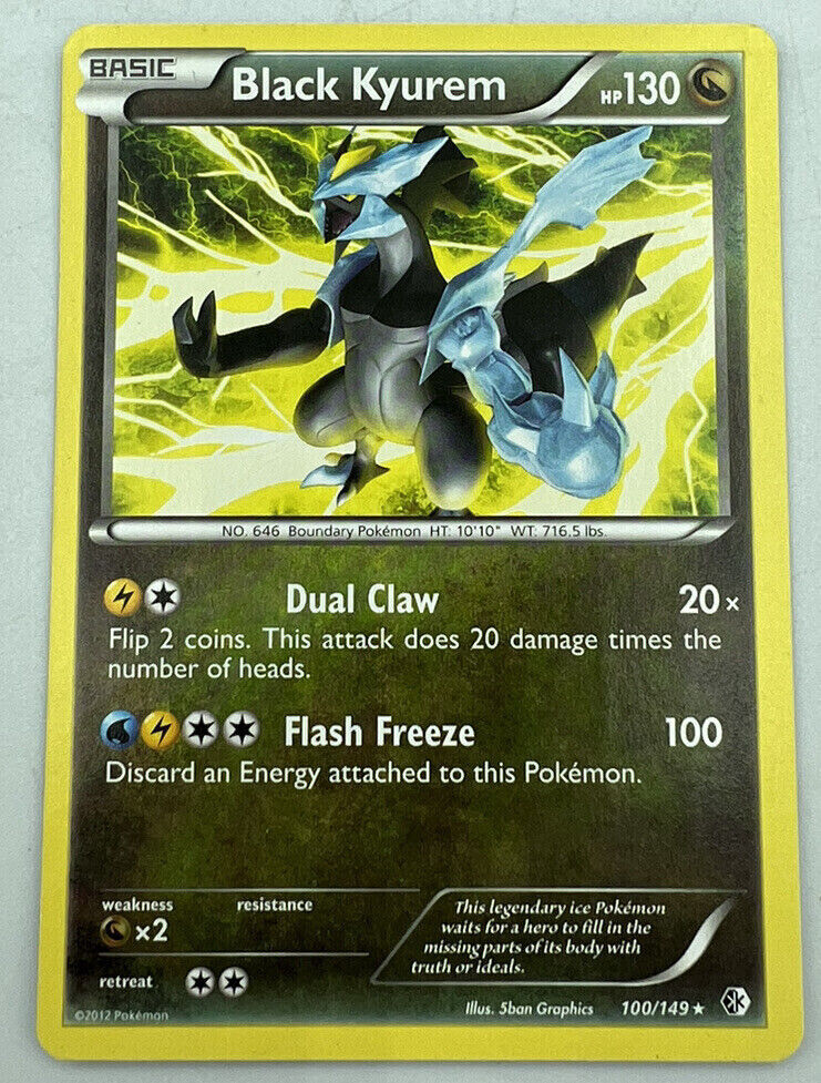 Black Kyurem 100/149 Non Holo Rare Bw Boundaries Crossed Pokemon Tcg Lp/Nm