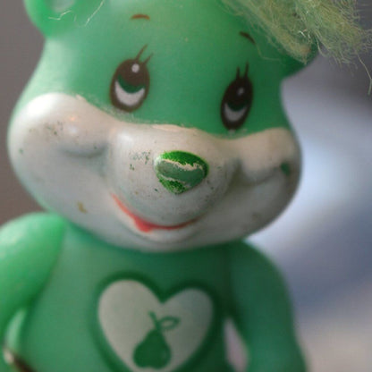 Soma Love Pets - Green Raccoon - Posable Figure - Hair - 1980S - Pvc - Vintage