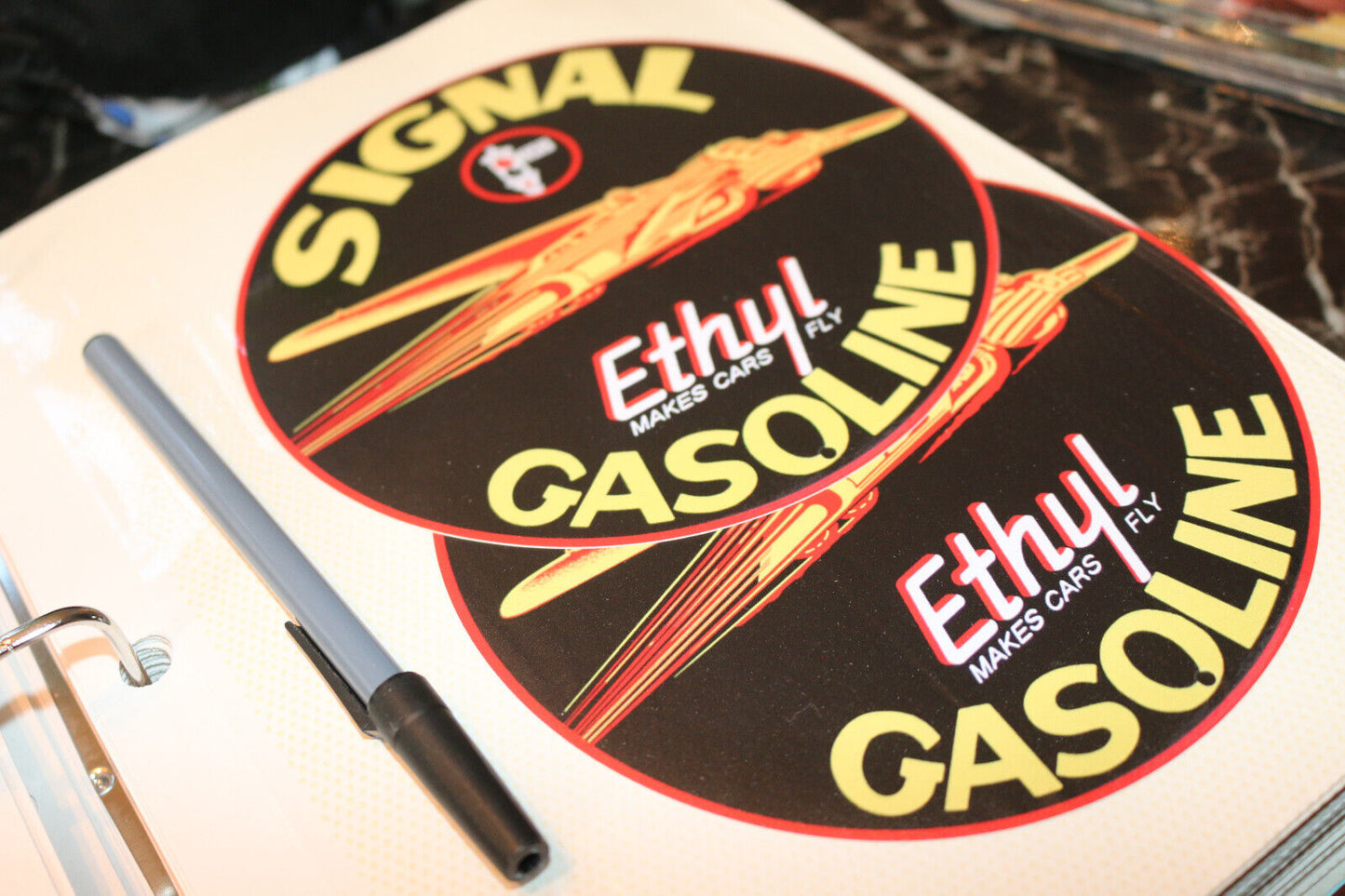 2X 6" Signal Ethyl Gasoline Motor Oil Round Sign Nostalgicwall Decor Sticker 4