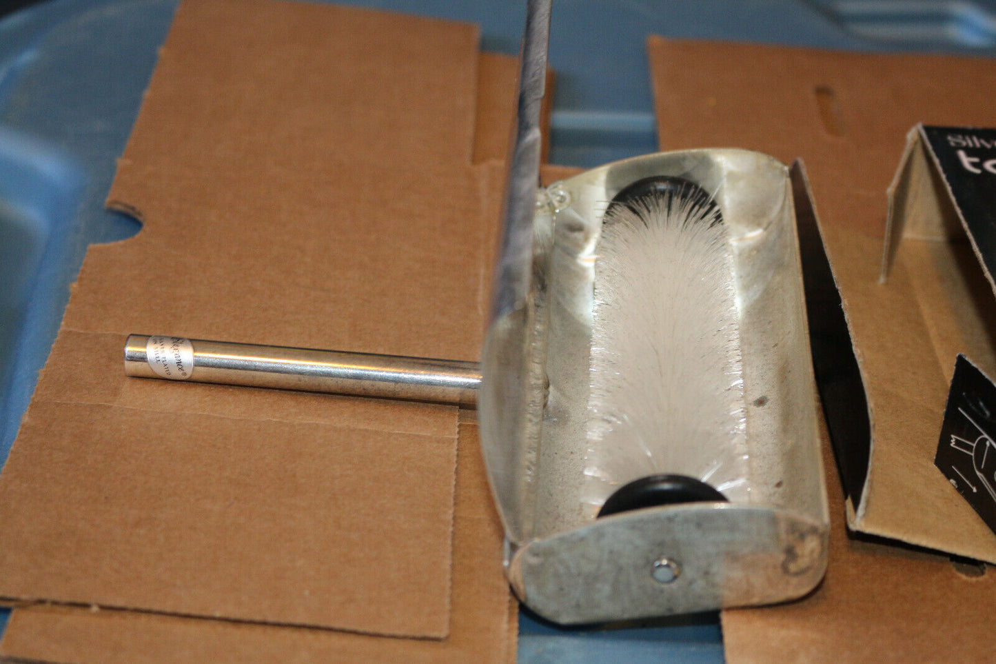 Vintage Silver Plated Table Roller Crumb Brush Sweeper Cleaner In Box