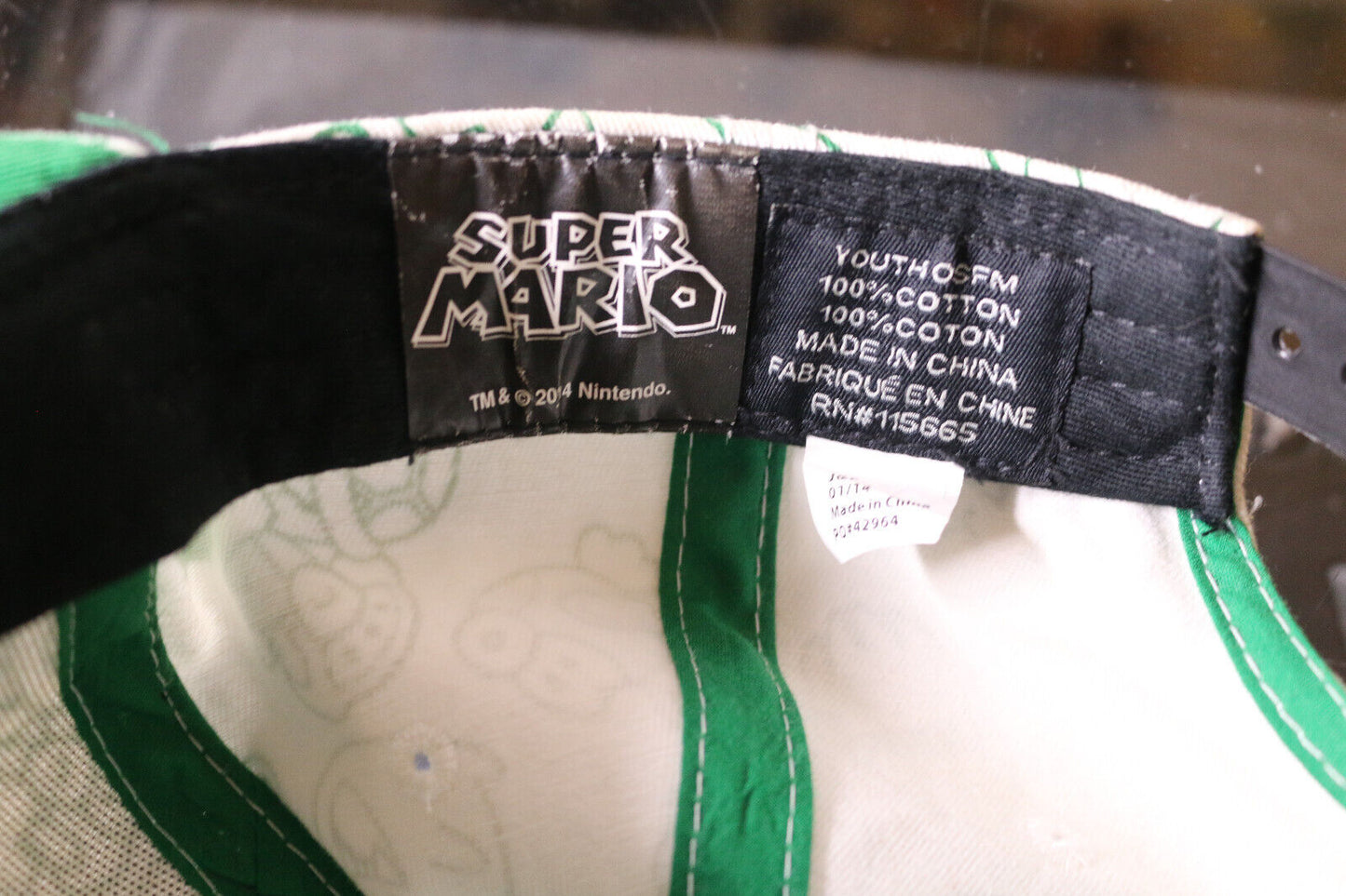 Super Mario Nintendo Hat Baseball Cap 1-Up Mushroom Green White Youth Adjustable