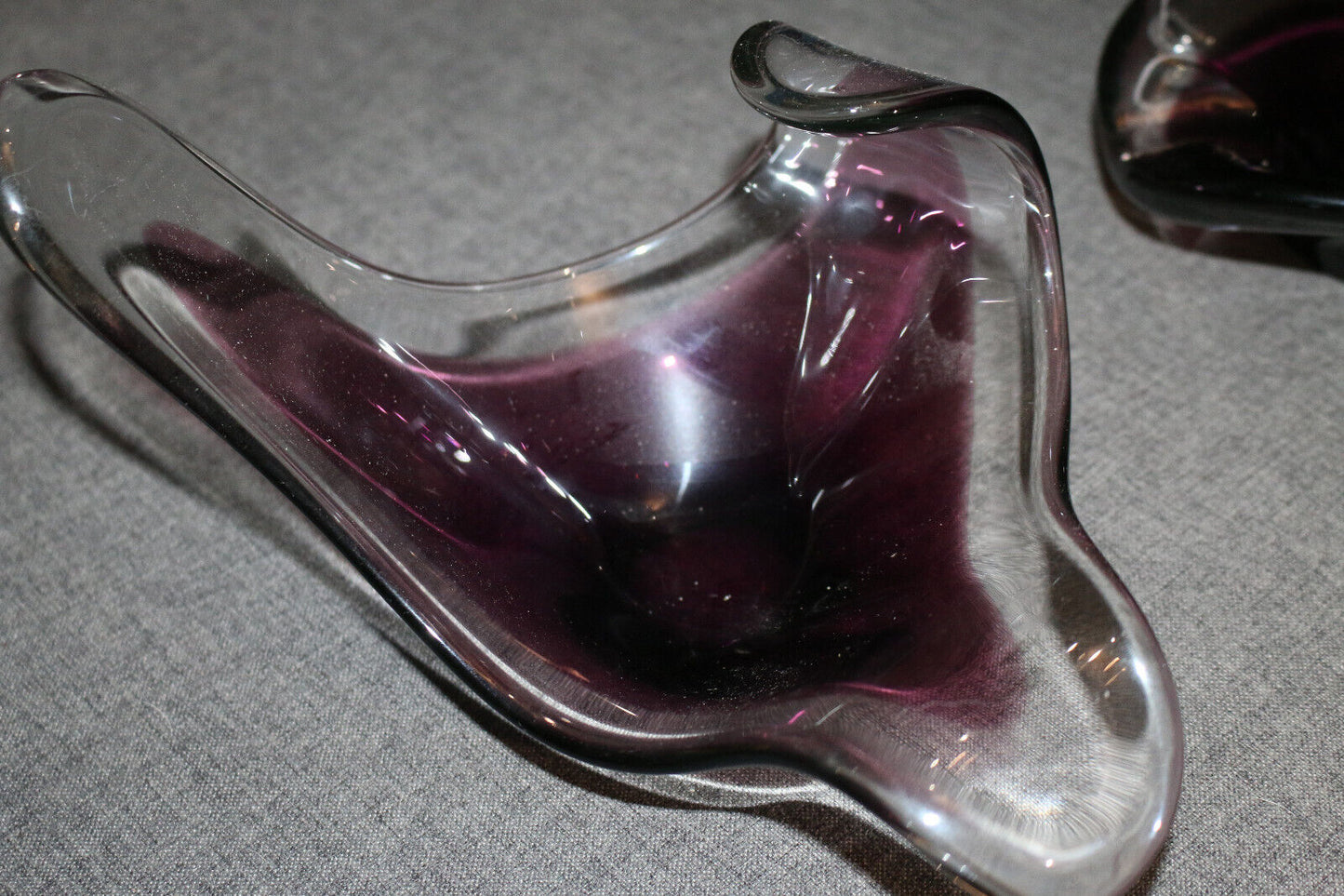 2Pcsvintage Bayel French Crystal Glass Cigarette Cigar Ashtray Purple Art Glass