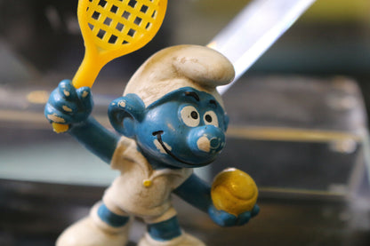 Smurf Smurf 20093 Tennis Player Racket White W. Germany 6,5Cm Figure Toy Vintage