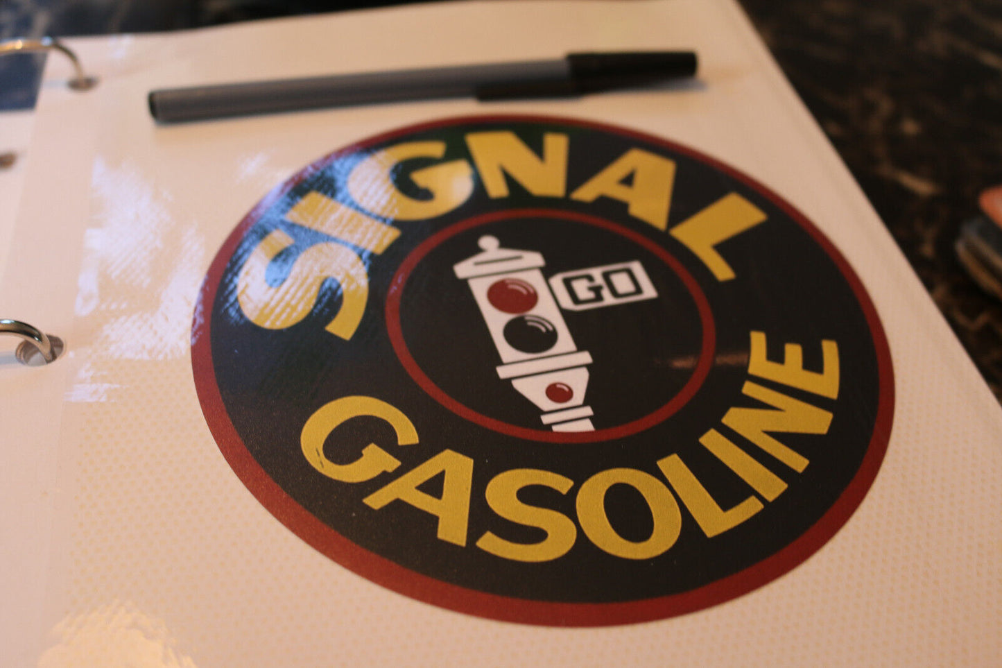 1X 6" Signal Go Gasoline Motor Oil Round Sign Nostalgicwall Decor Sticker 1