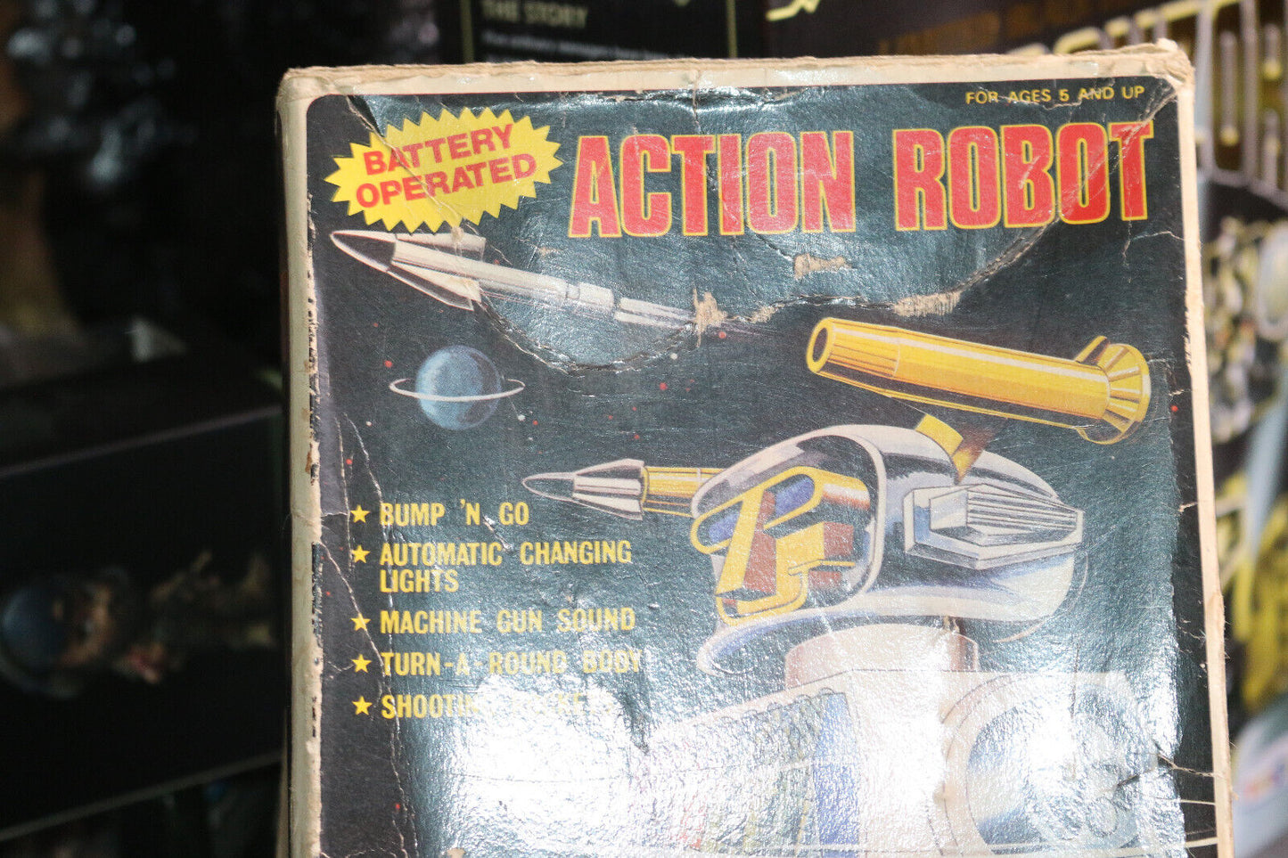 Action Robot Battery Operated Original Vintage Box Only Soma Hong Kong No.803