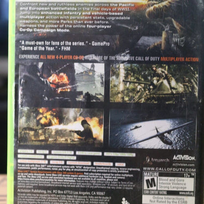 Call Of Duty: World At War (Xbox 360) No Manual