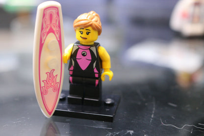 Lego Surfer Girl Minifig Surf Board Lady City Town 8804 Minifigures Series 4