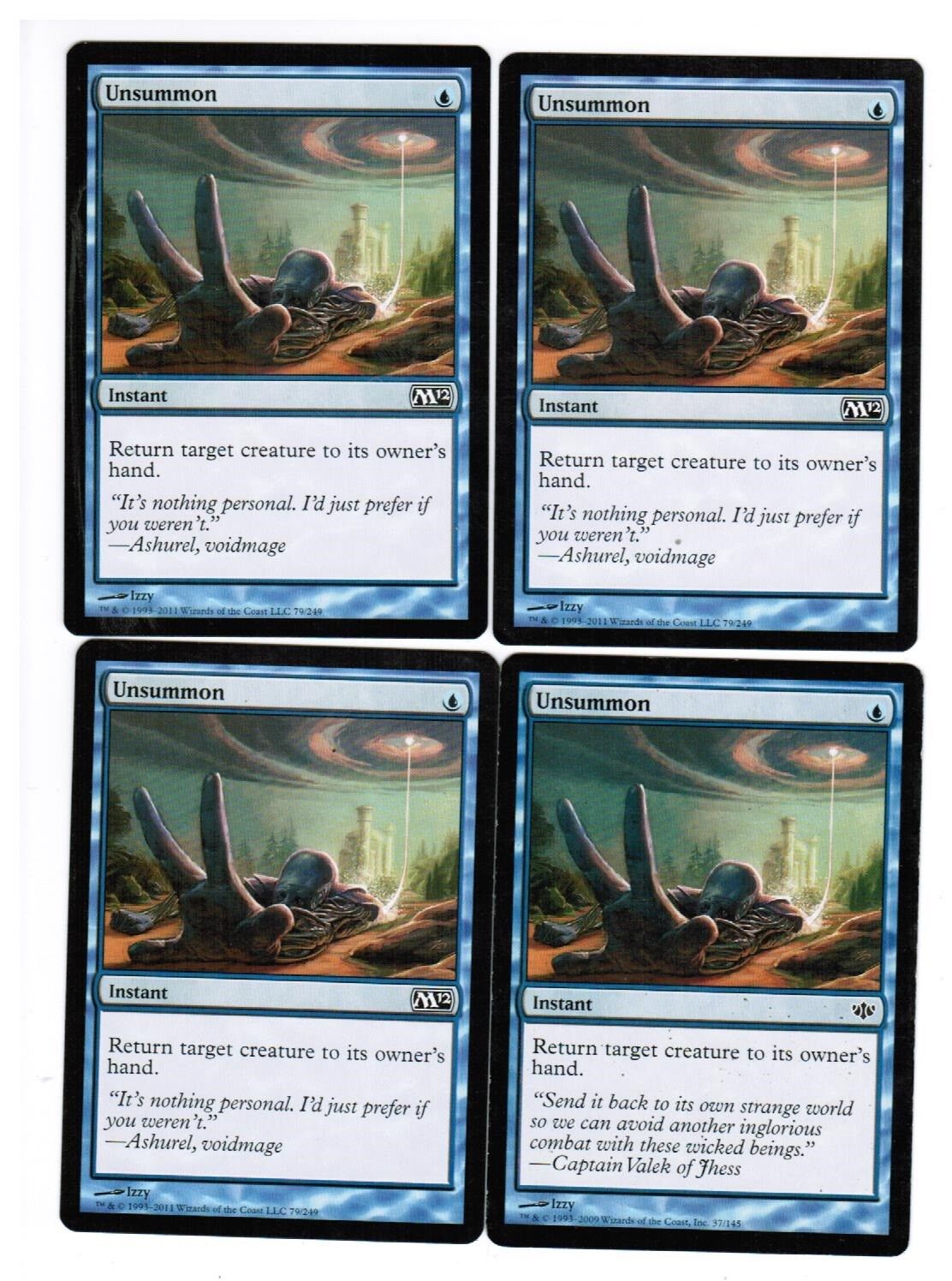 MTG MTG Unsummon 2012 Core Set X4 4x Magic the GAthering Return creature hand