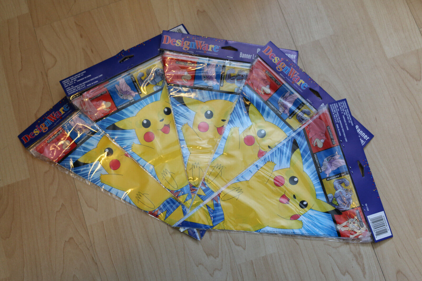 Pokemon Pikachu X23 Lot Nintendo Party Decorations Pennant Banners 1999 6 Ft