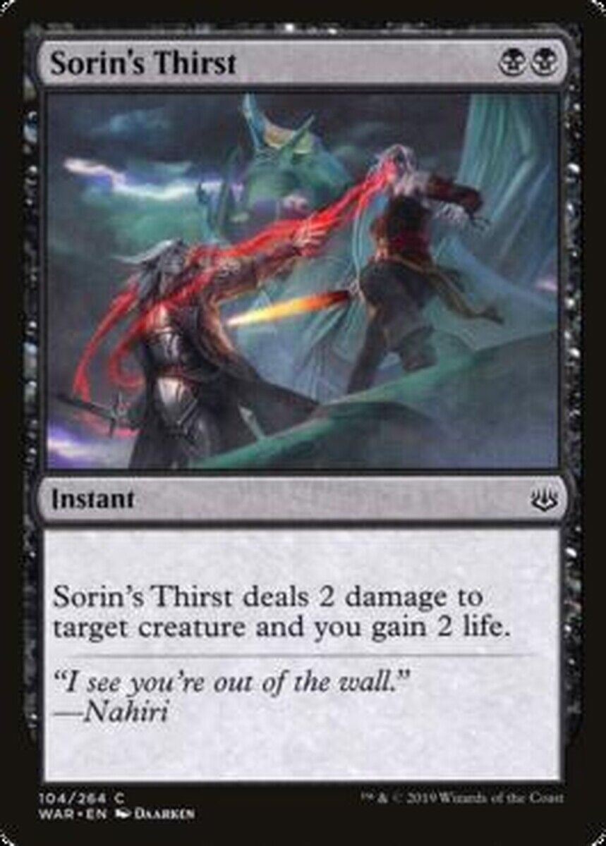 MTG MTG 4x  Sorin's Thirst War of the Spark Cards Magic The Gathering NM