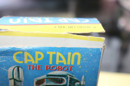 Captain The Robot Vintage Wind Up Walking Robot Toy Mtu Korea Tin Toy With Box