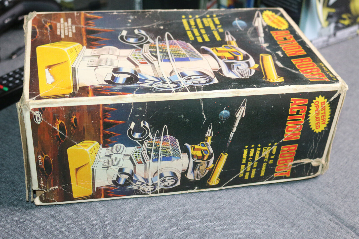 Action Robot Battery Operated Original Vintage Box Only Soma Hong Kong No.803