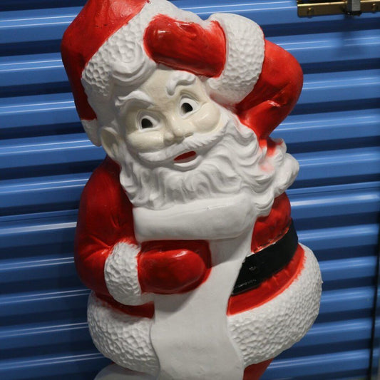 Vintage Union Products 45" Santa Claus Blow Mold With List Christmas Yard Decor