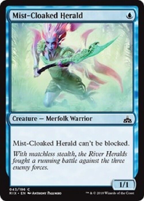 MTG 1x Mist-Cloaked Herald Merfolk Rivals of Ixalan MTG Magic the gathering Cards