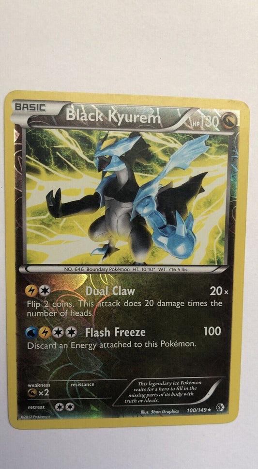 Black Kyurem 100/149 Boundaries Crossed Reverse Holo Rare - Good Condition