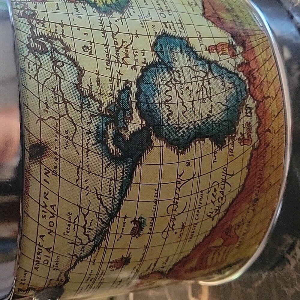 Vintage Ice Bucket With Lid & Handle World Map Types Orbis Terrarvm