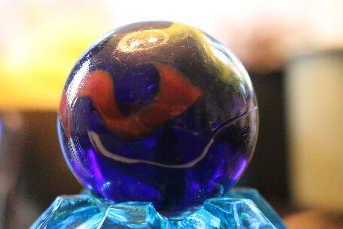 Transparent Blue Pull Shooter Marble Big One Measures Approx 5Cm Multicolors #2