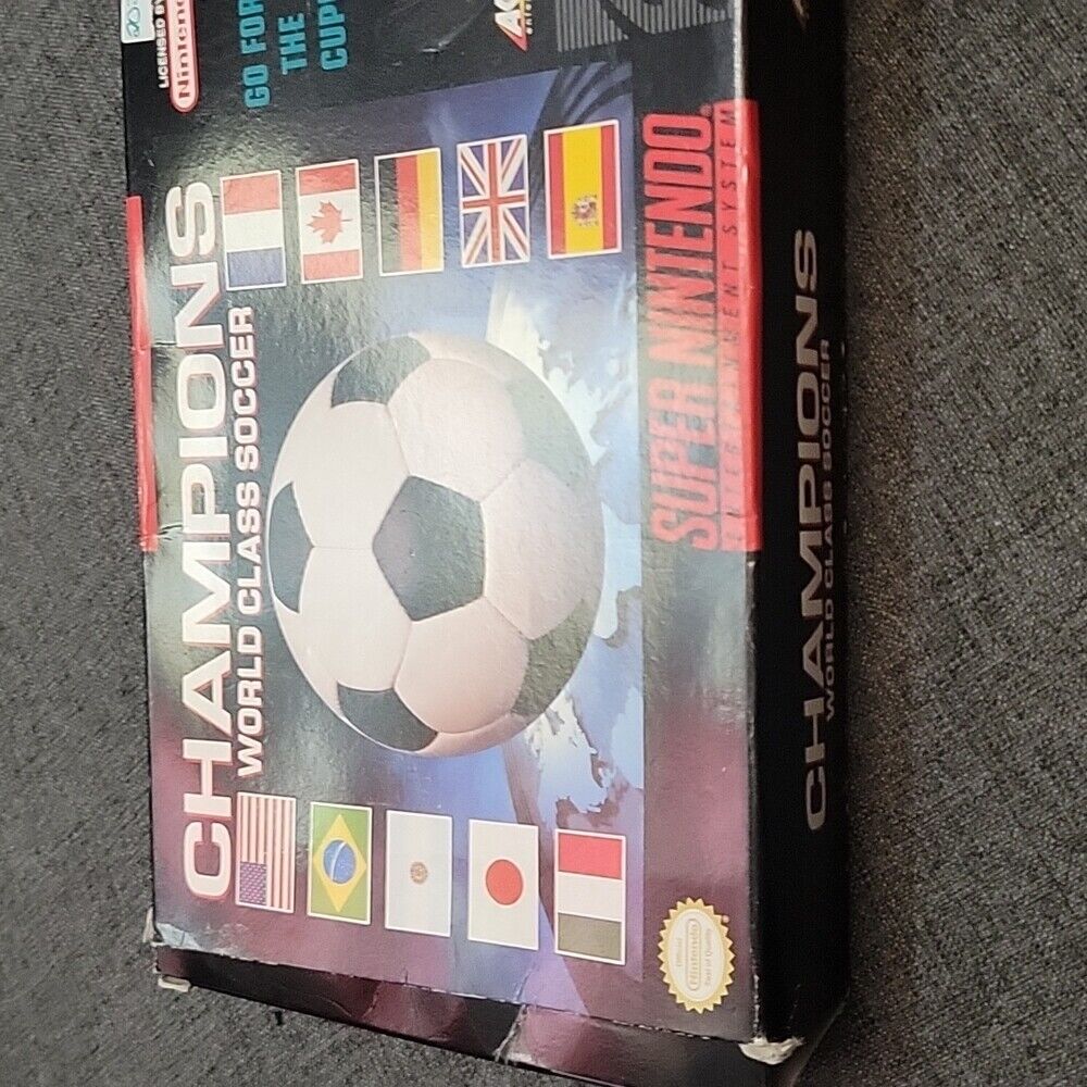 Champions World Class Soccer Super Nintendo Snes Vidéo Game In Box Cartridge