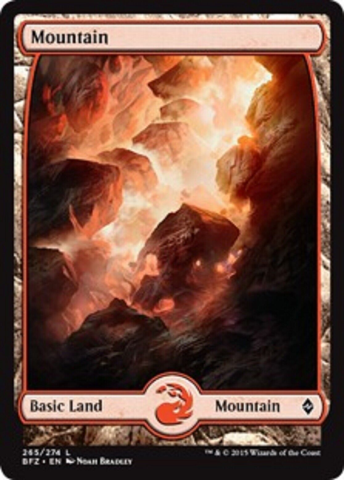 MTG 1x Mountain (265 - Full Art)  Battle for Zendikar Magic the Gathering card MTG