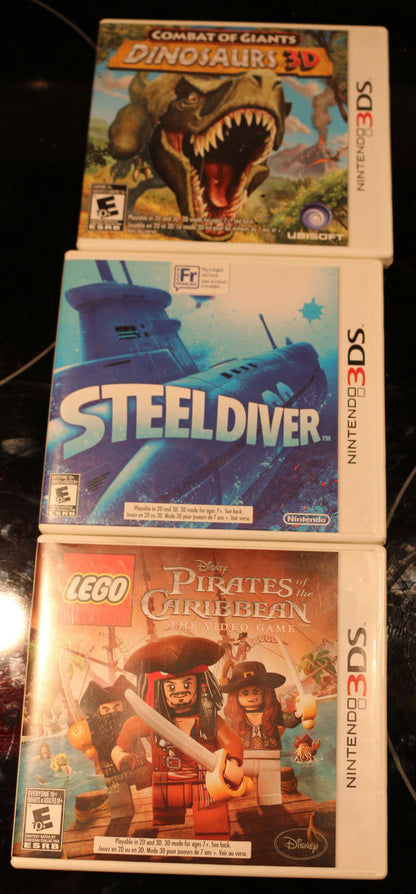 Lego Pirates Of The Caribbean Video Game Nintendo 3Ds Steeldiver Dinosaurs 3D