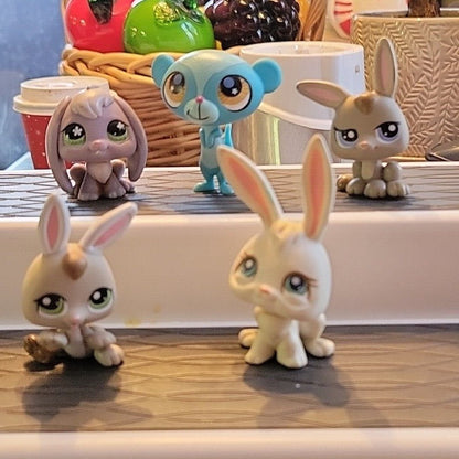 Lot Of 5 Animals Toys Figures Little Pet Shop Rabbit Hare Mongoose
