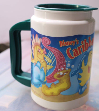 Vintage Disney Caribbean Beach Resort Insulated Mug Greencup 12Oz Little Mermaid