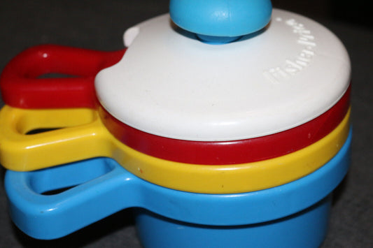 Fisher Price Nest Pots And Pans Lid Toy Lot Kids Pretend Kitchen Vtg 80S