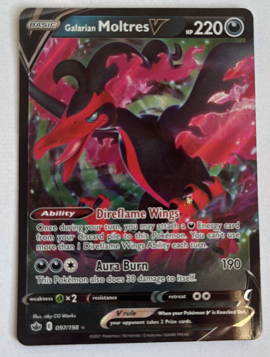 Pokemon Card Tcg Galarian Moltres V Chilling Reign 097/198 Holo Ultra Rare Nm