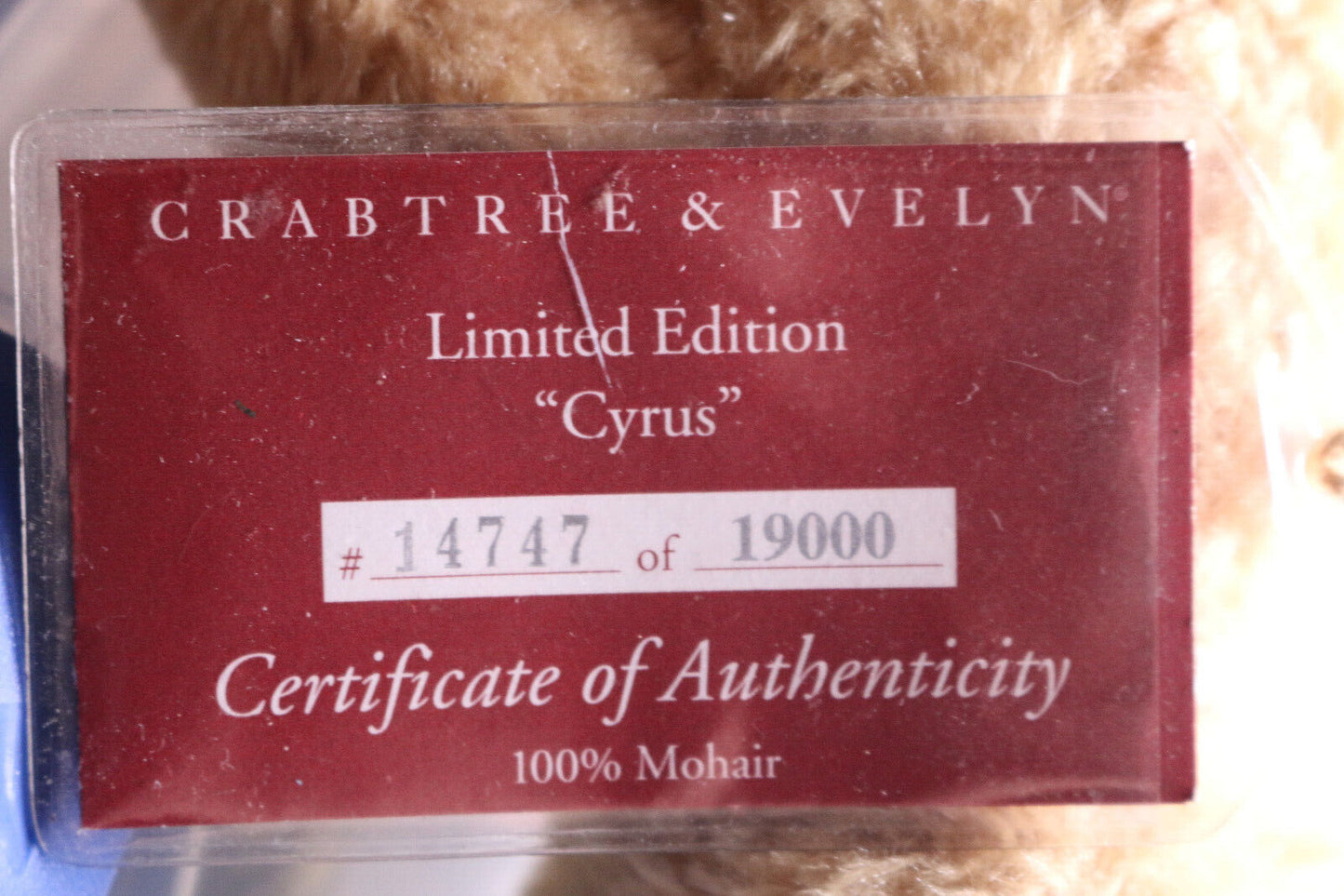 ⭐️Crabtree & Evelyn 100% Mohair Cyrus Jointed Limited Edition Teddy Bear W/ Tags