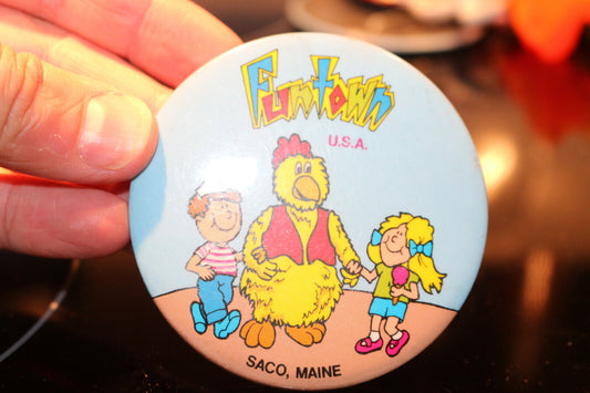 Funtown Saco, Maine U.S.A. Macaron Pin Back Button