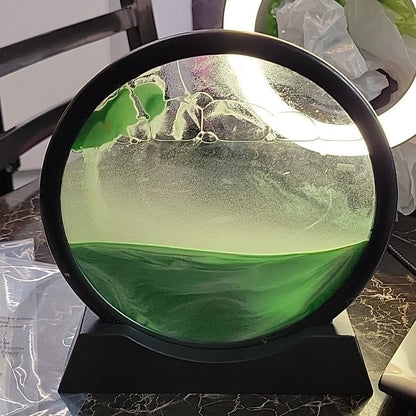 Moving Sand Art Picture Liquide Round Glass 3D Deep Sea Flip Sandscape In Motion