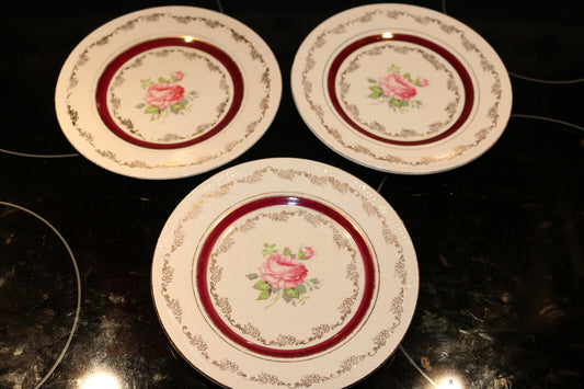 3 Of A Set From Princess Rose 22 Karat Gold Winterton Longton Plate Porcelain