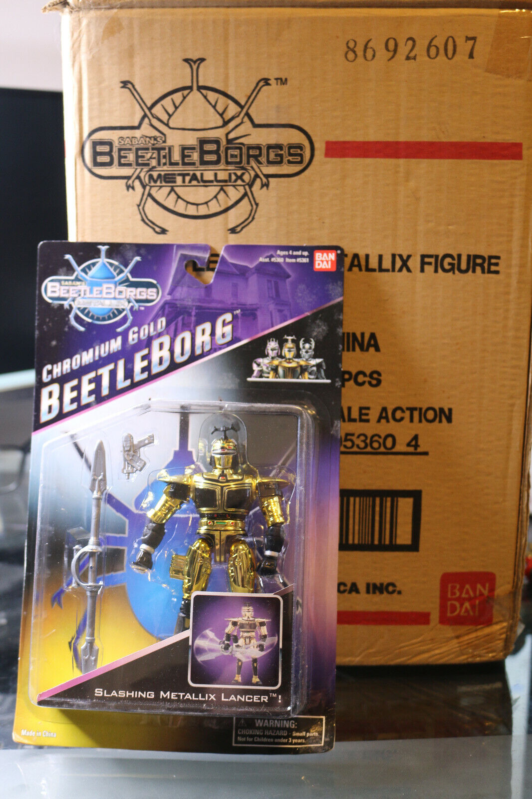 Beetleborgs Metallix Beetle Chromium Gold Bandai Figure Toy W/ Original Box