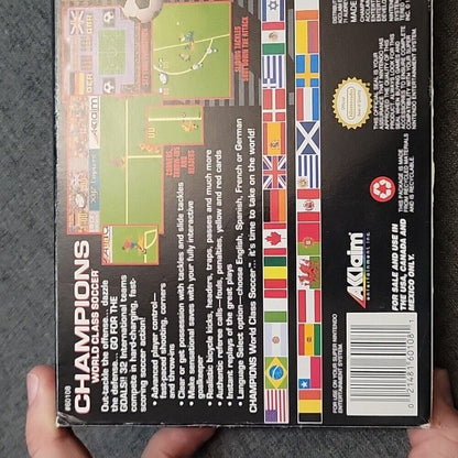 Champions World Class Soccer Super Nintendo Snes Vidéo Game In Box Cartridge