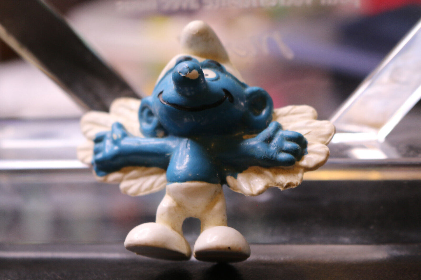 Smurfs 20071 Flying Smurf Angel Feather Wings Pvc Figure Vintage Toys 80'S Toy