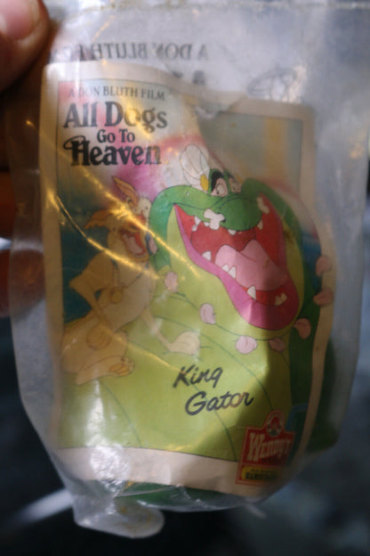 Vintage 1989 All Dogs Go To Heaven King Gator 3" Pvc Wendy'S Toy Figure Sealed